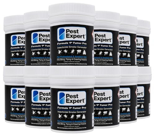 Pest Expert Flea & Cluster Fly Killer Smoke Bombs (12 x 7g) - 240m³ - (7g -TWICE THE SIZE OF MINI SMOKE BOMBS) - Formula 'P' Pro Flea Fogger Fumers, Professional Strength Approved for Amateur Use