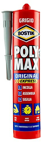 Bostik Poly Max Original Express Colla di Montaggio e Sigillante Universale a Base Polimerica, colore Grigio, Cartuccia 425 gr