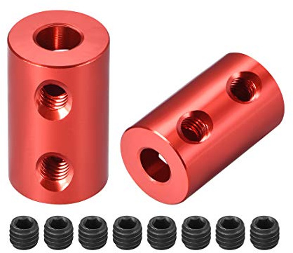 sourcing map 2 Stück 5mm bis 5mm Bohrung Starre Kupplungsschraube L20XD12 Aluminiumlegierung Wellenkupplungsverbinder Motorzubehör Rot