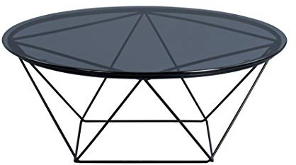 M2 Kollektion Nairo 2 Couchtisch/Beistelltisch, Glas, grau, Durchmesser 90cm, Höhe 36cm