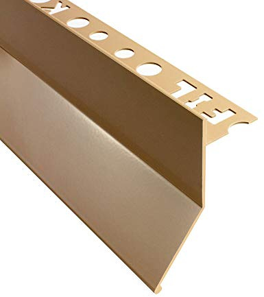 Alu Balkon Terrasse abtropf Fliesenschiene Profil Schiene 3m 10mm beige | Für Balkon- und Terrassenkanten mit sauberer Tropfkante, mit Abtropfkante, 10mm Profilhöhe, 3m, Aluminium, beige