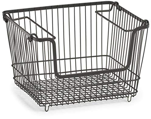 Zeller 27418 Vorratskorb, stapelbar, Metall, schwarz, ca. 33 x 27 x 21,5 cm