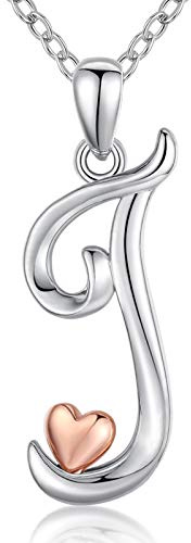 CELESTIA Buchstabe Kette Damen 925 Silber Roségold Anhänger mit Herz 26 Anfangsbuchstaben Schmuck Geschenke Frauen Teenager Mädchen