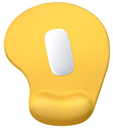 Hsurbtra Tapis de Souris, Ergonomique Tapis de Souris Gamer avec Repose Poignet en Gel, Portable, Parfait pour Ordinateur, Bureau, Travail, Jaune Abricot
