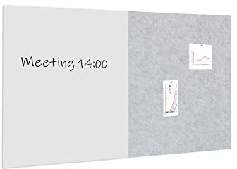 Vivol Whiteboard und Pinnwand - 1 Whiteboard und 1 Akustikplatte - 5 Farben (Hellgrau, 100x200)