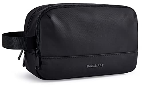 BAGSMART Travel Toiletry Bag for Men, Dopp Kit Water Resistant Shaving Bag for Toiletries Accessories, Black-Medium