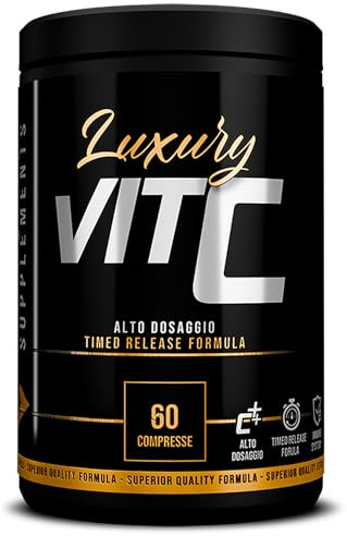 Vitamina C 1000mg Lento Rilascio Luxury Supplements ● Integratore Vitamina C 60 compresse ● Vitamina C Alto Dosaggio Per il Sistema Immununitario ● Integratore Vitamina C Naturale Timed Release