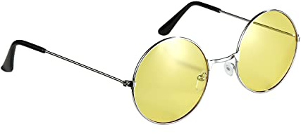 Lennon Style Sunglasses Set with Folding Case and Cleaning Cloth Lens Round Retro Circle Festival Unisex Steampunk UV400