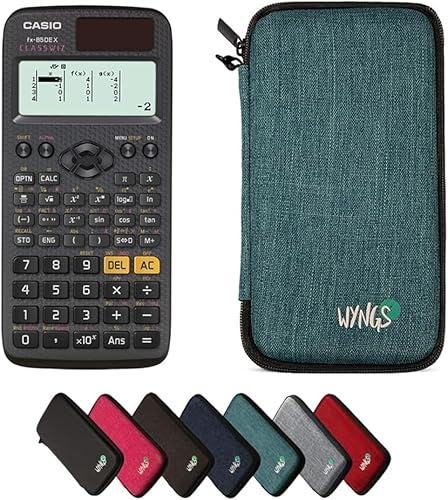 Casio fx-85DE X ClassWiz inkl. WYNGS Schutztasche Türkis - Wissenschaftlicher Taschenrechner - Basic Set