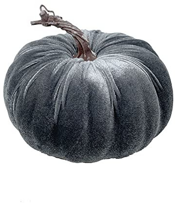 FloristryWarehouse Samt-Herbst-Zierkürbis-Dekoration, 18 x 13 cm, Grau