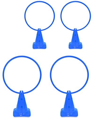 SPORTIKEL24 Hürdenset – Kegel 30 cm & 50 cm Agility-Ringe – 4er-Set Farbe Blau – Flexibles Training für Sprungkraft, Parcours & Agility