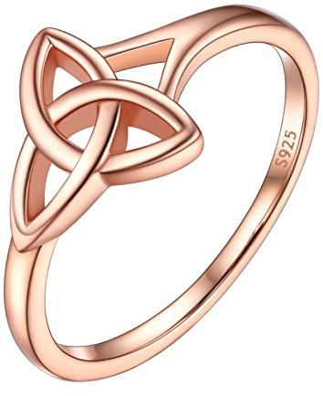 PROSILVER Damenringe 925 Claddagh Ring/Triquetra Mirusa 7-27 mit Geschenkbox, 12 (Cfr.52mm), Roségold