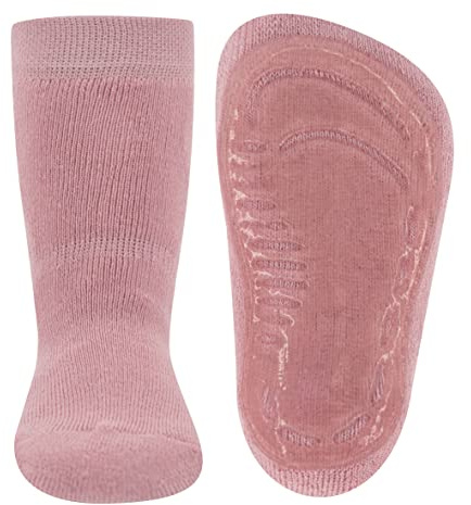 EWERS SoftStep Uni, strumpor med halkfri sula för pojkar och flickor, 1 par halkfria barnstrumpor med gummisula, Ljus vild ros, 31-34