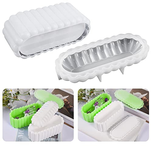 Voyyphixa 2PCS Oval Resin Box Molds with Lid, Rectangle Storage Container Silicone Mold for Resin Casting Large Epoxy Resin Molds for Jewelry Trinket Makeup Crafts DIY Organizer (Rectangle)