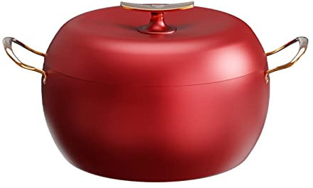WYBZDA Apfelform Emailliert Schmortopf Mit Doppelgriff Gusseisen Topf Antihaft Emaille Beschichtet Dutch Oven for Grill, Herdplatte