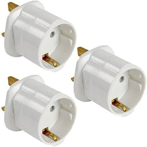 3X Adaptador Enchufe Europeo a UK - TALENTEC - Blanco - Tipo C a Tipo G - Viaje y Hogar
