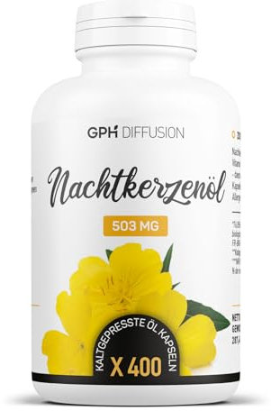 Bio Nachtkerzenöl - Evening Primrose Oil - 1500 mg/Tag - 400 kaltgepresste Öl Kapseln