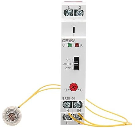 BIRGI GRB8-01/02 Din rail Twilight Switch Photoelectric Timer Light Sensor Relay AC110V-240V Auto ON OFF (Size : GRB8-02 AC110-240V)