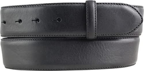 BELTINGER Gürtel aus Vollrindleder mit Naht 4,0 cm ohne Schnalle | Weicher Ledergürtel für Damen Herren 40mm | Bombierter Jeans-Gürtel mit feiner Struktur | Schwarz 120cm