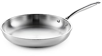 SEIDO Stainless Steel Frying Pan Induction Uncoated Non-Toxic Triply Cookware 28cm PFOA PFAS Free Dishwasher & Oven Safe 260°C, New ThermoCore 5ply Base, Large Saute Fry pan 5Y Warranty 18/10