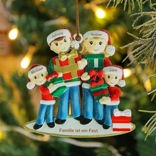 Kaululu Personalisierte Weihnachtsbaumschmuck mit Namen und Text,Weihnachtsanhänger Holz Christbaumschmuck Baumschmuck Weihnachten Deko 2024, Neujahrsgeschenke