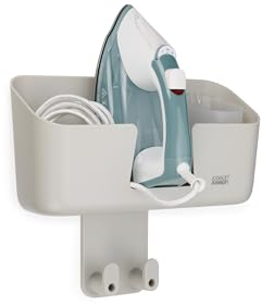 Joseph Joseph Ironhub Wall Mounted Iron Holder And Jug Storage Organiser With Adjustable Ironing Board Hanger, And Heat-Resistant Iron Pad, Ecru