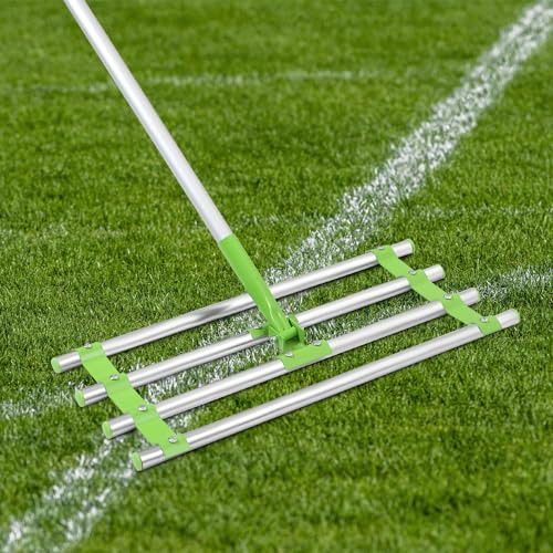 Ikodm Rasen Rakel, Rasenrakel Edelstahl Leveling Rake Zur Sandentfernung, Rakel Rasen für Golf Garden Grass Rasenrakel Rakel, Grifflänge 170cm,60*25cm-Silber