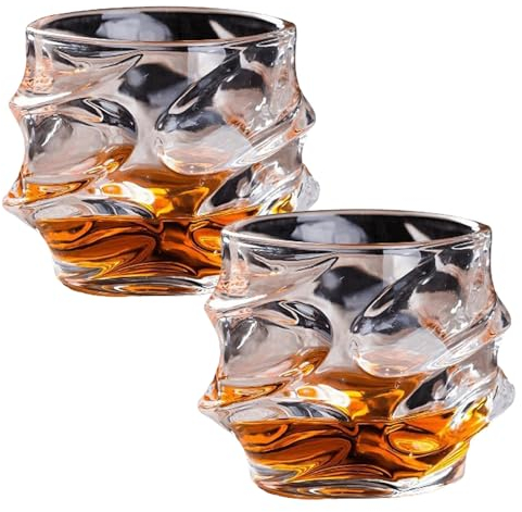 Bicchiere da Whisky in Cristallo Giapponese Storm, Bicchieri da Whisky in Cristallo soffiato a Mano, Bicchieri da Whisky per Uomo, Bicchieri da Bar con Fondo Spesso e Pesante (2 pc)