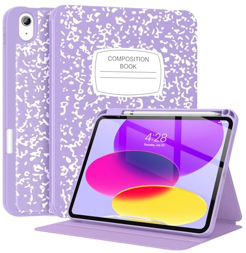 Supveco Hülle für iPad (A16) 11.Generation 11 Zoll 2025,iPad 10.Generation 10,9 Zoll 2022 mit Bleistifthalter-[Auto Schlafen/Wachen],Folio Stand mit Weicher TPU Rücken Schutzhülle-Buch Lila