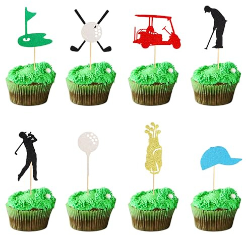 Arthsdite Golf-Cupcake-Topper und Dekorationen für Geburtstage, Babypartys und Partys für Golfspieler