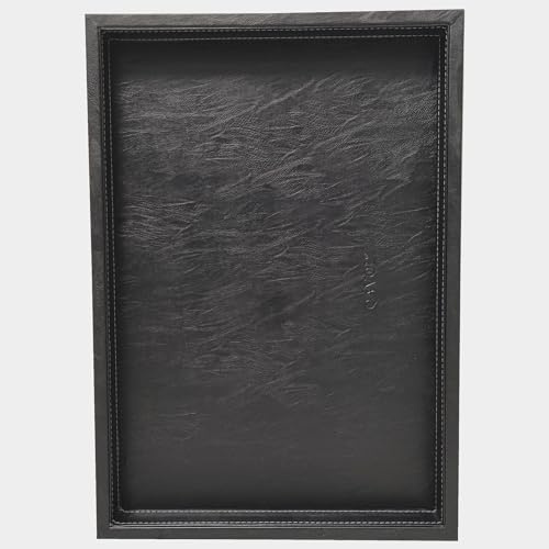 QAVOL 20 x 14 inches High-End Light Luxury Leather Rectangle Oversized Service Tray for Ottoman Tray, Coffee, Food, Family Dinner, Picnic, Party Essentials (Black, 20 x 14 inch)
