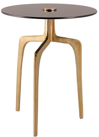 Riess Ambiente Beistelltisch Abstract 45cm - schwarz - Sicherheitsglas | hochwertig, 30 kg Belastbarkeit, für Flur, Unikat, pflegeleicht, Aluminiumgestell