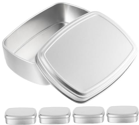 TINEASUR 5stücke Rechteckige Aluminium Seifenschachtel Mit Deckel Als Aufbewahrungsschachtel Für Kosmetika Und Bonbons Als Vorratsdosen Und Metallbonbondose Als Kleiner Behälter Und