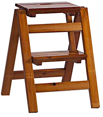 Klapphocker aus Massivholz, Blumenständer aus Holz - Haushaltsleiter aus Holz, multifunktionaler Tritthocker für den Innenbereich (Farbe: C, Größe: 2 Stufen)