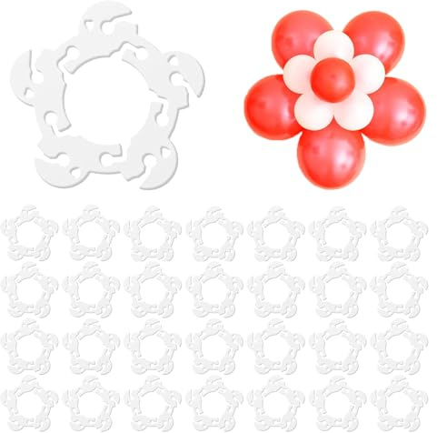 JVHLOV 100 Pezzi Anello Clip Palloncino, Clip Palloncini a Forma di Fiori, Connettori a Clip per Palloncini Plastica, Supporto per Palloncini, per Feste di Compleanno, per Eventi di Nozze Forniture