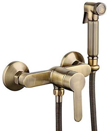 Stoffwindel-Sprühset, Messing, heißes und kaltes Wasser, Hand-Bidet-Sprühset, Toilettenset, Einzelgriff, bronzefarbenes Toiletten-Sprühset, an der Wand montiertes Badezimmer-Toilettenset mit Duschsc