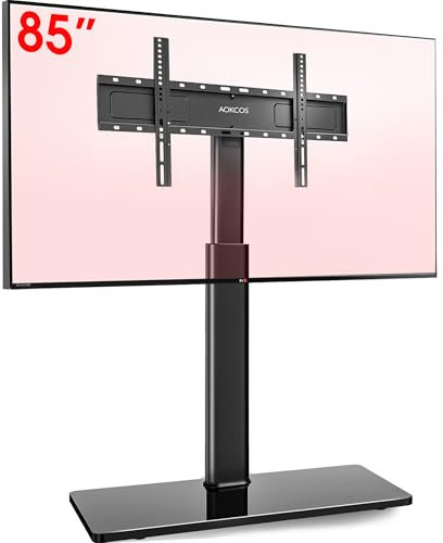 AOKCOS TV Ständer Bodenständer Höher 1.6m für 43-75 85 Zoll Fernseher, Neigbar Schwenkbar Höhenverstellbar Fernsehständer, Universal TV Standfüße Standfuss Max VESA 600x400mm 50KG (Schwarz)