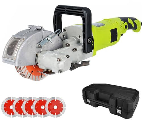 MFYDPP Scanalatore Elettrico per Muri, Scanalatrice per Calcestruzzo da 4000 W/7500 Giri/min, Senza Polvere, con Pompa dell'Acqua, con 5 Lame da 125 Mm, profondità E Larghezza di Taglio Regolabili