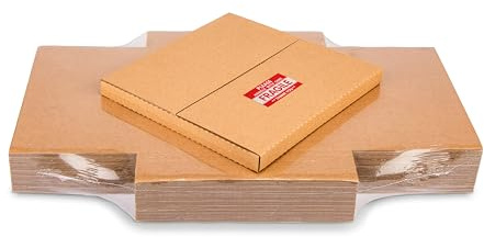 Wisaiboxl Kraft LP Mailers, 32 x 32,8 x 2,5 cm, scatole per spedizioni in vinile facili da piegare, confezione da 20, con adesivi fragili