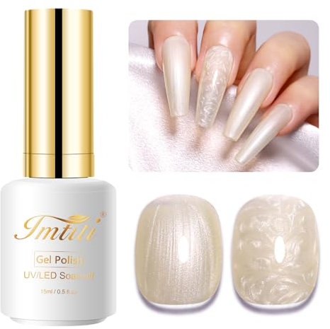 Imtiti Pearl Milky Gel-Nagellack, 15 ml, Creme, leicht, mit Pailletten, LED, Maniküre, Anfänger, Maniküre, DIY, zu Hause, 1 Stück