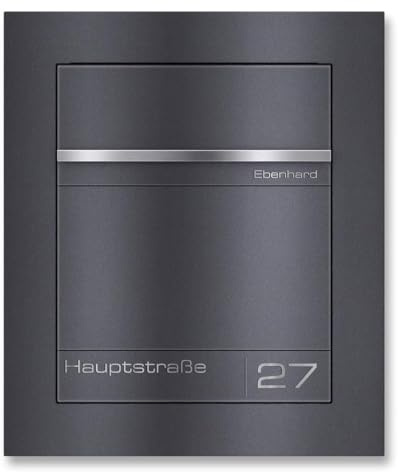 Metzler Unterputz Briefkasten DB 703 Eisenglimmer – Hochwertiger Einbaubriefkasten aus pulverbeschichtetem Stahl mit Lasergravur auf Edelstahl-Namensschild, flächenbündig, wetterfest, DIN A4
