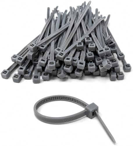 Nylon Cable Ties, 100mm x 2.5mm, Pack of 100, Plastic Zip Tie Wraps, Self-Locking (Grey)