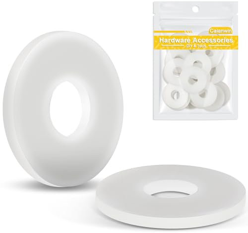 Caianwin 25Pcs M10 Washers White Nylon Flat Washers DIN9021 Plastic Washers for M10 Bolts Screws,Nuts