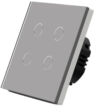 Interruptor de luz de pared,Interruptor de luz dom Interruptores táctiles estándar de 1/2/3 entradas y 1 vía, interruptor de luz for el hogar, negro, blanco, dorado, con Panel de cristal, interruptor