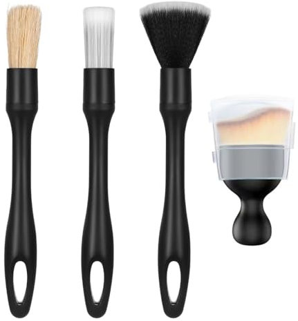 SGERUFZ 4 Pcs Pinceau Detailing Auto Brosse de Nettoyage Voiture pour Sièges Tableau de Bord et Évents