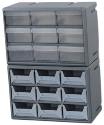 ＡＷＨＡＯ Kleinteile-Organizer mit 18 Schubladen, Klassifizierungsbox, Hardware-Werkzeugaufbewahrung für Schreibwaren, Grau