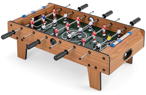 COSTWAY Table Top Football Game, 69 x 60cm Foosball Table with 2 Footballs, Score Keepers, Wooden Soccer Tabletop for Kids Adults