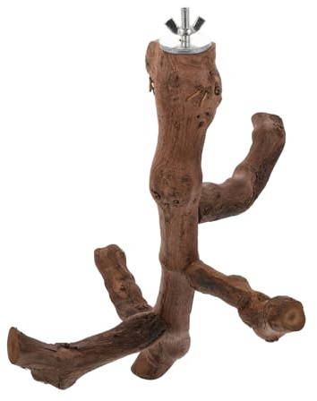 GRIRIW Vogel Stehstock aus Natürlichem Holz für Papageien mit Harter Struktur und Bissfestem Design als Spiel und Kletterstation für Vögel in Braun