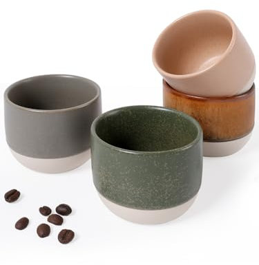 Autumnlife Espresso Cups Set of 4, Multi-Coloured Matt Coffee Mugs for Espresso Machine, Ceramic Espresso Shot Mug Demitasse Cups Small Coffee Cup for Cafe, Home, Kitchen, Office