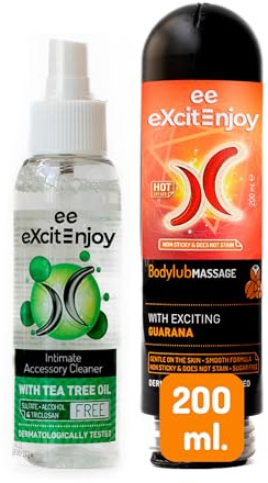 Limpiador spray higienizante de accesorios íntimos con Árbol de Té + Gel Lubricante íntimo pareja efecto calor con Guaraná | Vegano y Sin Alcohol